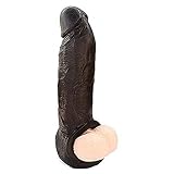 New Soft Realistic Sleeve Extender Sheath for Men Male Enhancement Extension Sleeve Massage 2252(Black-HR)