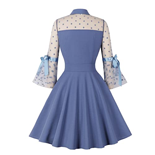 Image of Women's Vintage Polka Dot 1950s Audrey Retro Rockabilly Prom Dress 50's 60's A-Line Cocktail Party Swing Dress
