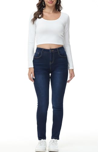 GUNLIRE Women's Fleeced Lined Jeans Winter Skinny Fit High Waisted Thicken Stretch Thermal Warm Pants4