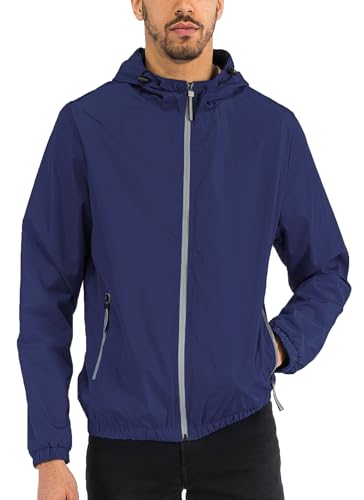 Image of WEIV GEAR Men's Full Zip Hooded Lightweight Windbreaker Anorak Jacket