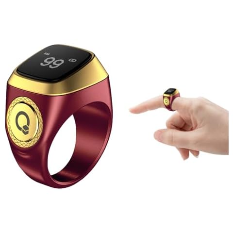 Hitopin Smart Ring Counter, Smart Tasbih Zikr Ring, Muslim Islamic Prayer Smart Rings,Tasbih Counter Smart Ring, Digital Electronic Smart Tally Counter, Tasbeeh Smart Counter for Prayer (Brown,18mm) Cover