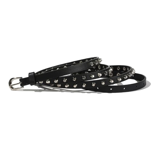 Generic Studded PU Leather Belt Long Punk Rivet Waistband Waist Belt for Women Girls Dress Jeans Pants Blouse Tshirt, 66.1 inch, 168CM, Black