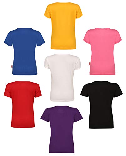 Image of SINI MINI Sinimini Girls Half Sleeve Cotton Round Neck Tshirt with bio wash (Pack of 7).