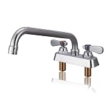 Phivan Commercial Sink Faucet 4 Inch Center Deck Mount Bar Sink Faucet 2 Hole Brass Constructed with 10' Swivel Spout 3 Compartment Sink...