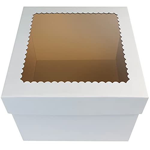 Tall Cake Boxes with Window10 x 10 x 8in,White Bakery Boxes,Disposable Cake Containers, Dessert Boxes Pack of 15 (10 x10 x 8inch) by SAROO - Used condition - CA$22.21