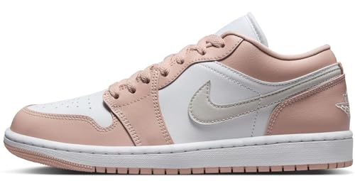 NIKE Air Jordan 1 Low Women's Shoes (DC0774-120, White/Particle Beige/Light Bone) Size 10