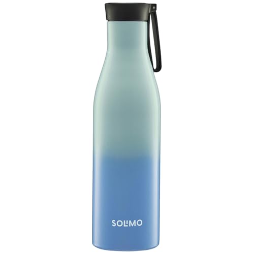Amazon Brand - Solimo 850ml Stainless Steel Vacuum Insulated Bottle with Carry-on Strap | Double-Wall Insulation, Leak-Proof, 24 Hours Hot and Cold | 