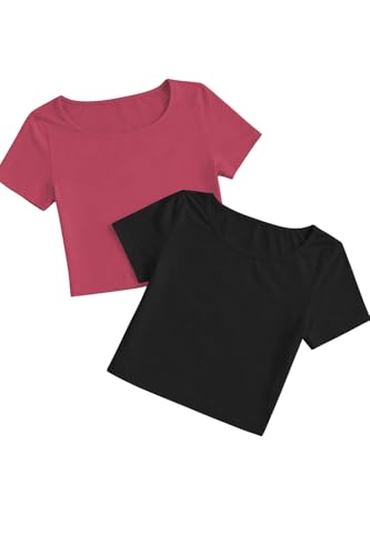 Image of KERI PERRY Tops for Women Crop Top for Women's Tank Activewear Tee Sports Work Out Wear Casual Round Neck Cotton Camisole Pack of 2