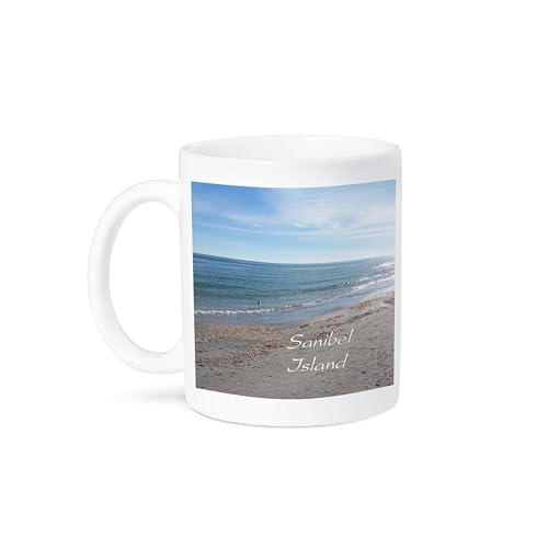 3dRose lens Art by Florene - Florida - Image of Heron On Sanibel Island Beach - Mugs (mug_312608_2)