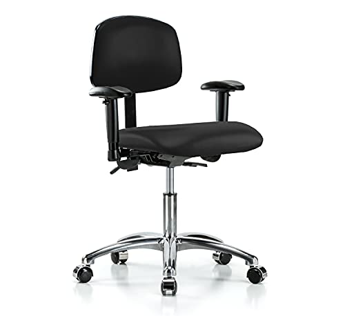 Image of Perch Chrome Task Chair, Rolling, Desk Height 19 inch-24 inch, Black Fabric