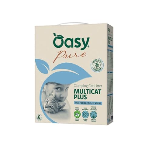 Lettiera Oasy per Gatti Multicat Pure, lettiera super agglomerante per gatti di tutte le etá e taglie, profumata | 1 confezione da 10 litri.