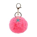 chizisx portachiavi a forma di stella marina in morbido peluche, accessorio robusto a forma di stella marina, sfera pelosa, accessorio per la moda, rosso anguria, diameter 8cm