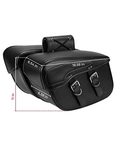 Kemimoto Synthetic Leather Motorcycle Saddlebag For Street Glide Electra Glide Touring Model, Universal 34L, Black #TOP6