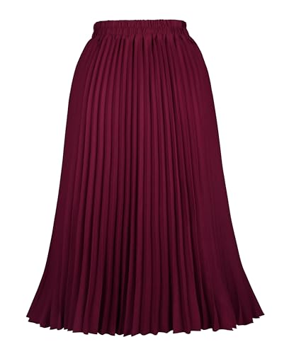 Burgundy Pleated Midi Skirt