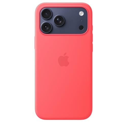Image of Apple iPhone 17 Pro Max Silicone Case with MagSafe and Camera Control: Lightweight Phone Case, Wireless Charging Compatible, Smooth Matte Finish; Bright Guava 