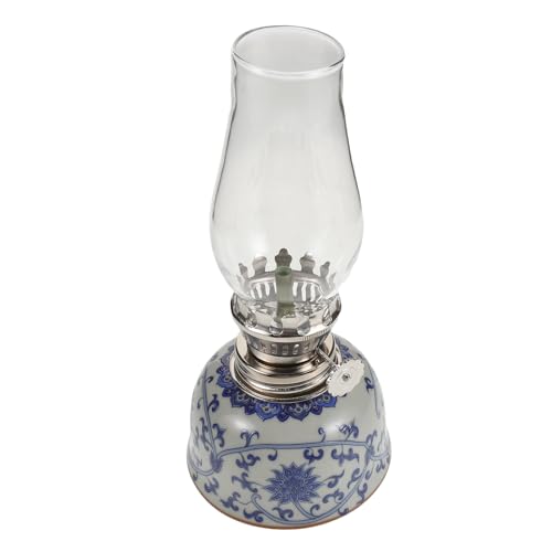 Lampe à céramique chinoise bleue et blanche de table portable