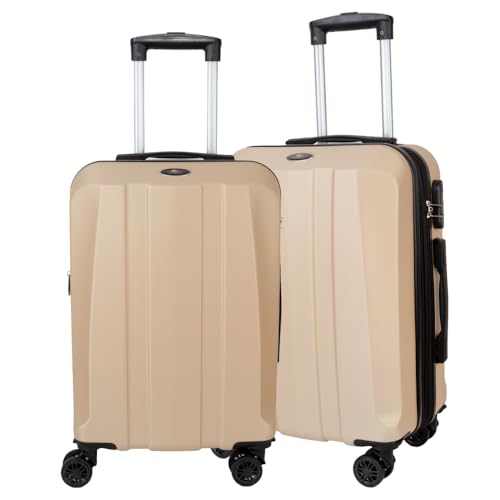 Kit Malas de Viagem de Bordo Expansível ANAC Fibra rígida ABS Rodas duplas de Engate Removível 360º World Onboard Com Cadeado Acoplado (Dourado)