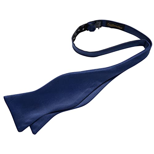 Image of DiBanGu Solid Color Bow Ties for Men Formal Satin Self Tied Bowtie with Lapel Pin Pocket Square Cufflinks for Wedding Party