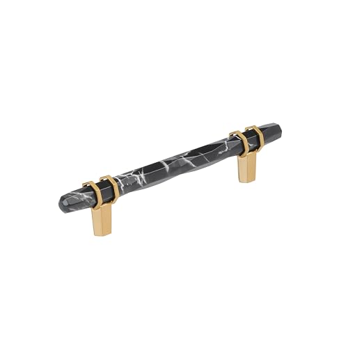 Image of Amerock 5-1 /16 inch Carrione Marble Black /Champagne Bronze Drawer Pull