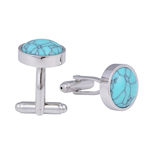 Jonwo Dome Natural Turquoise Stone Cufflinks Jewelry For Men Stainless Steel Classic Tuxedo Shirt Unique Business Wedding #TOP1