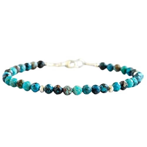 Bracelet azurite 4 mm au quotidien, bijou ajustable pour homme et femme