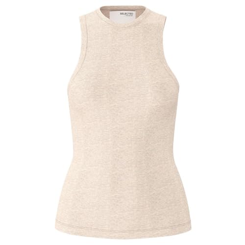 Débardeur col rond femme coton stretch noir blanc Slfanna SELECTED