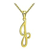 SEA OF ICE J Necklace Gold Initial Alphabet Letter Pendant Necklace, Sterling Silver Necklace for Women, Elegant Initial Necklaces, Personalized Custom Women's Necklaces, Gold