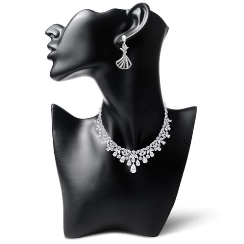 Expositor de joyas, collar, maniquí, busto, modelo de soporte, exhibición de joyas, maniquí, exhibición de joyas, para collar, pendientes (negro)