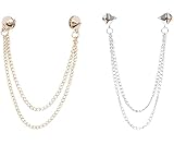 Vctitil 2pcs Double Chain Brooch Gold Silver Gothic Rivet Head Chain Shirt Backpack Scarf Pendant Chain Accessories