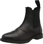 Rhinegold Boston Zip Front LEATHER PADDOCK BOOTS, Horse Riding Boots Women - Black, Size 10, EU44 UK