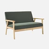 banquette scandinave jaune Peu encombrant ﻿ sweeek - Banquette canapé 2 Places en Bois et Tissu Velours côtelé Coloris Vert Kaki. Isak. L 114 x P 69.5 x H 73cm