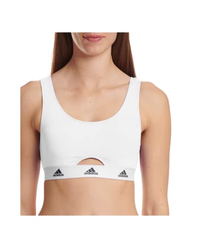 Image of adidas Women's Cotton Logo Scoop Bralette, White, L
