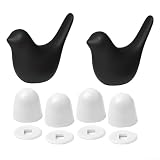 Porzellan-Vogel-Toilettenbolzenabdeckungen, graue Keramik, dekorativer Klobolzenschutz mit weißen Kunststoffkappen-Unterlegscheiben, rostfreier Verschluss und Badezimmer-Bodenschrauben-Verdecker-Set