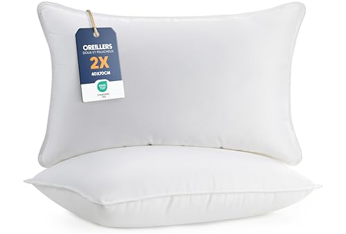 Utopia Bedding Pillow (Lot de 2), 40 x 70 cm, Oreiller de Sommeil, Coussin Respirant et Doux (Blanc)