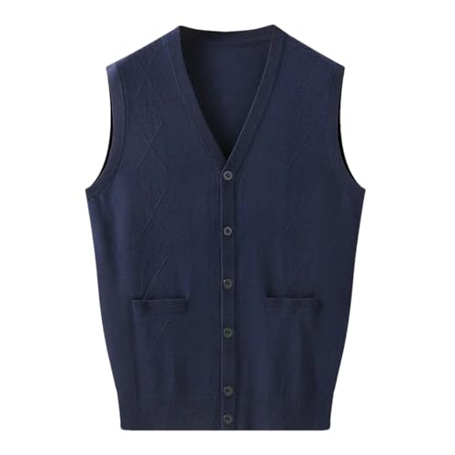 Men's Autumn Knitted Wool Vest Sleeveless Sweater Cardigan V-Neck Casual Waistcoat