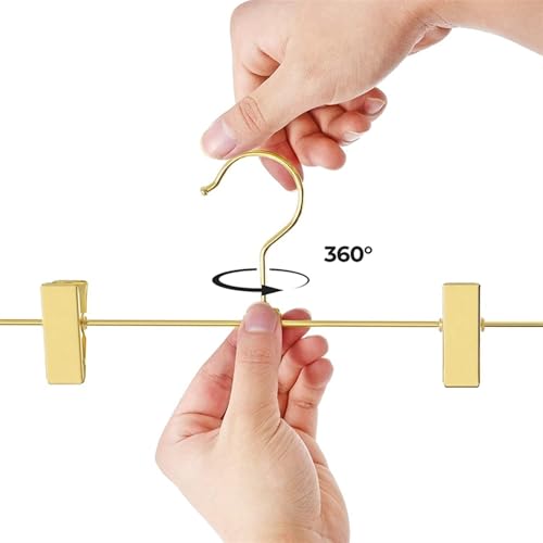 Percha de metal para pantalones que ahorra espacio con clips antideslizantes, perfecta para pantalones, faldas, jeans, pantalones cortos y ropa de niños, organizador de ropa de interior y tendedero