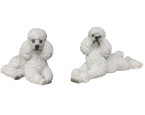 Semeid Miniature Poodle Figurines Set,Handmade Resin Poodle Statues and Figurines