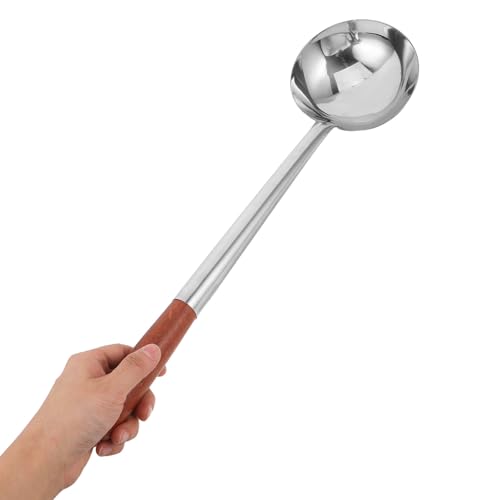 Cucharón de acero inoxidable con mango largo de madera para sauna 5