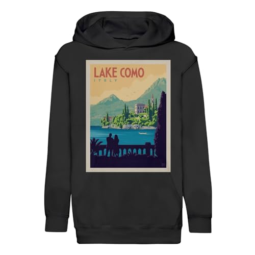 Sweat à capuche enfant Lac de Côme hoodie voyage vintage affiche art deco