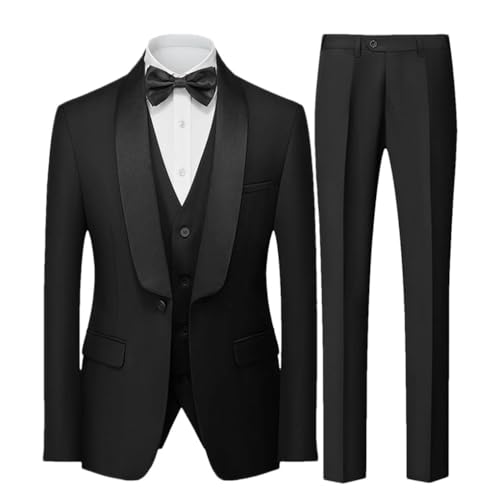 Men Slim Suit 3 Piece Set Jacket Vest Pants Male Business Gentleman Dress Blazers Coat Suits