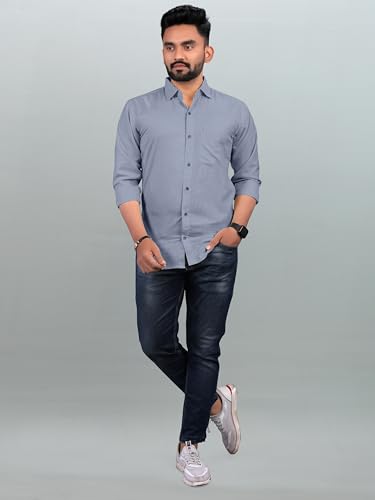 Image of Men Regular Fit Solid Spread Collar Casual Shirt