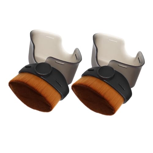 TOPPERFUN Brochas Aplicadoras De Base De Maquillaje Líquida 2 Piezas Tamaño Compacto Con Tapa Para Maquillaje Facial Viaje Mujer Portátil Herramientas Cosméticas