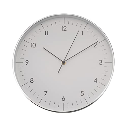 LUUK LIFESTYLE Moderne Wanduhr mit Quarzwerk, geräuschlos & ohne Ticken, minimalistisches Design, für Küche, Büro, Flur, in weiß und Silber