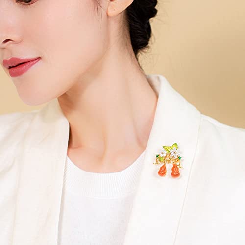 Damen-Brosche, Elegante Accessoires für Damen, südroter Achat, kürbisförmige Brosche, luxuriöse Hochzeits-Party-Brosche, Schmuck, Exquisite Broschen