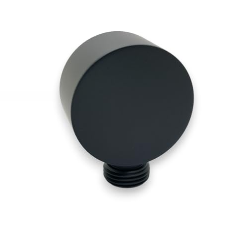 VoKs Codo de conexión de pared negro, redondo, latón, universal, 1/2 pulgadas, conector de manguera de baño, conector de pared para ducha de mano
