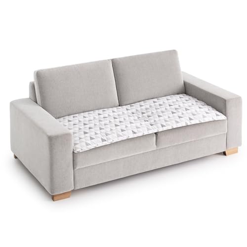 Topper para sofá Zazu, Acolchado Extragrueso y Antideslizante, Diseño de Triángulos Multicolores, 100% Poliéster Pet Friendly, Sirve de Cama para Mascotas, Lavable a Máquina. Medida de 65x200 cm