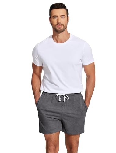 Image of Deyeek 5.5 Inch Mens Pajama Shorts Sleep Cotton Lounge PJ Lightweight Elastic Waist Drawstring Nightwear Bottom with Pockets