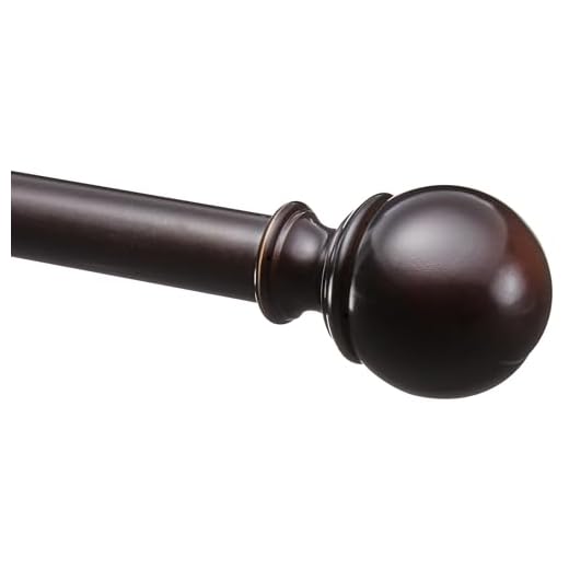 AmazonBasics - Barra para cortinas con remates redondeados, 182-365 cm, Bronce