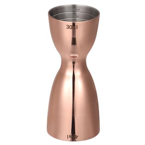 uxcell 1oz/1.5oz Cocktail Jigger, Stainless Steel Rim Bell Jigger Measuring Cup Bar Kit for Wine Drink Cocktail, Copper