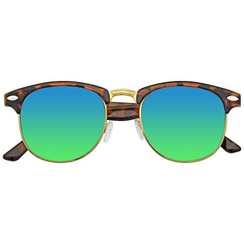 Emblem Eyewear La Moda Retro Medio Marco Espejo Flash Gafas De Sol (Tortuga Verde) Cover